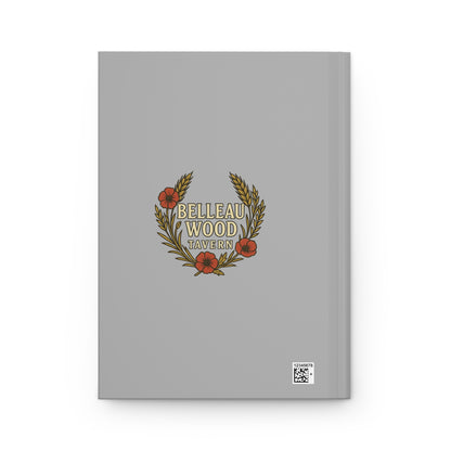 Belleau Wood Tavern Hardcover Journal — Military Skull Emblem Notebook with Poppies (Matte)