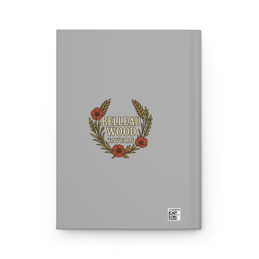 Belleau Wood Tavern Hardcover Journal — Military Skull Emblem Notebook with Poppies (Matte)