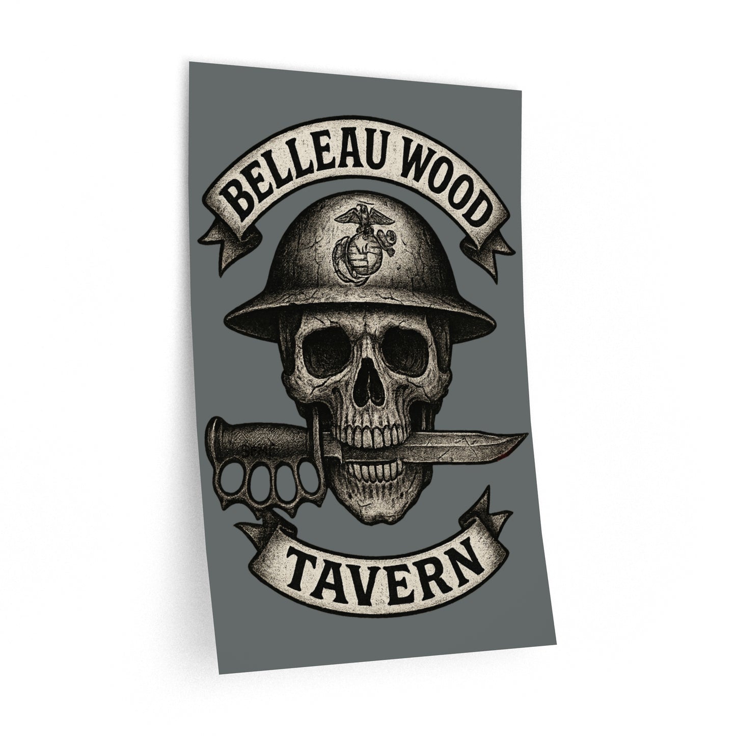 Belleau Wood Tavern Skull  Wall Decal, Man Cave Art, US Marines, USMC