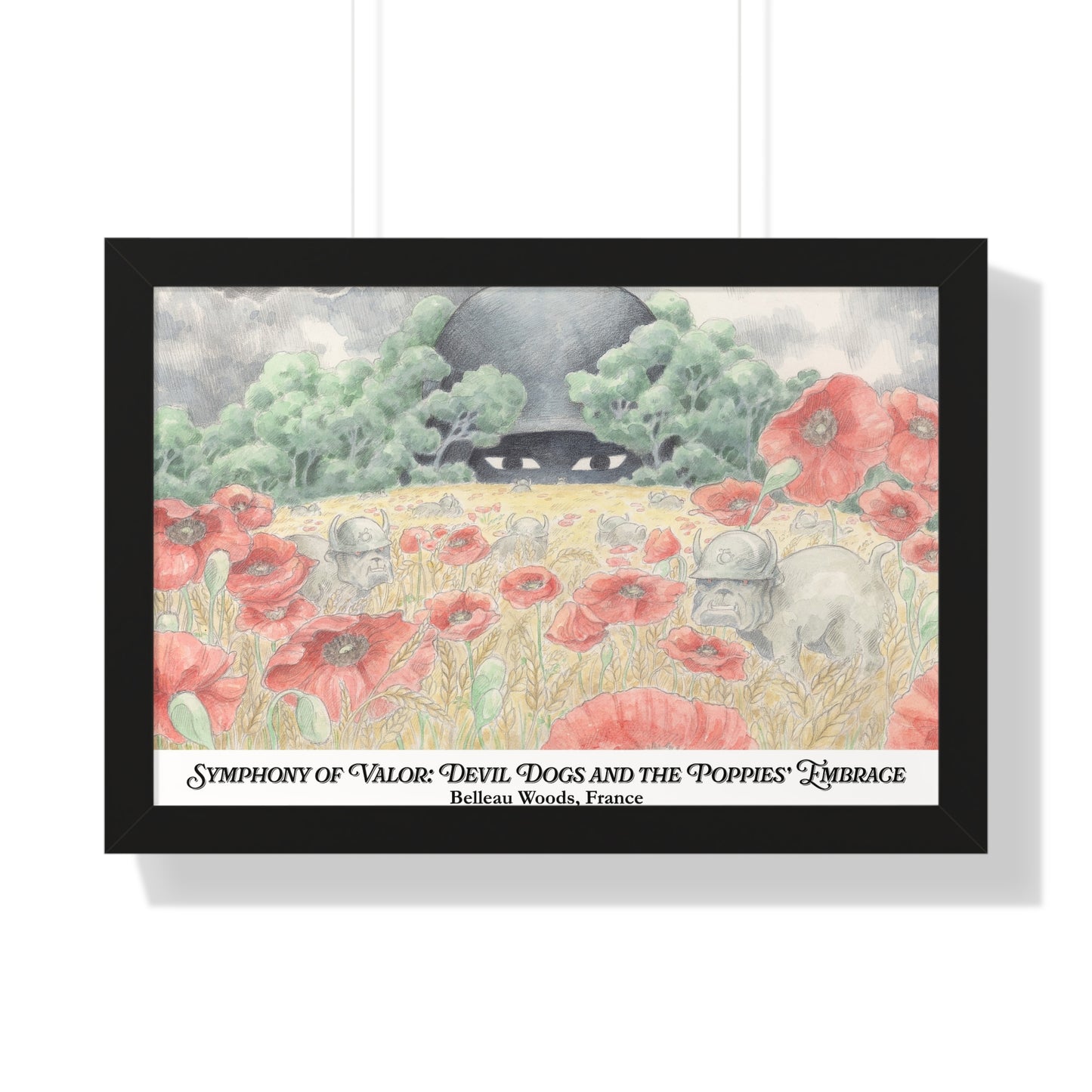 Framed Art Print — "Symphony of Valor: Devil Dogs and the Poppies' Embrace"
