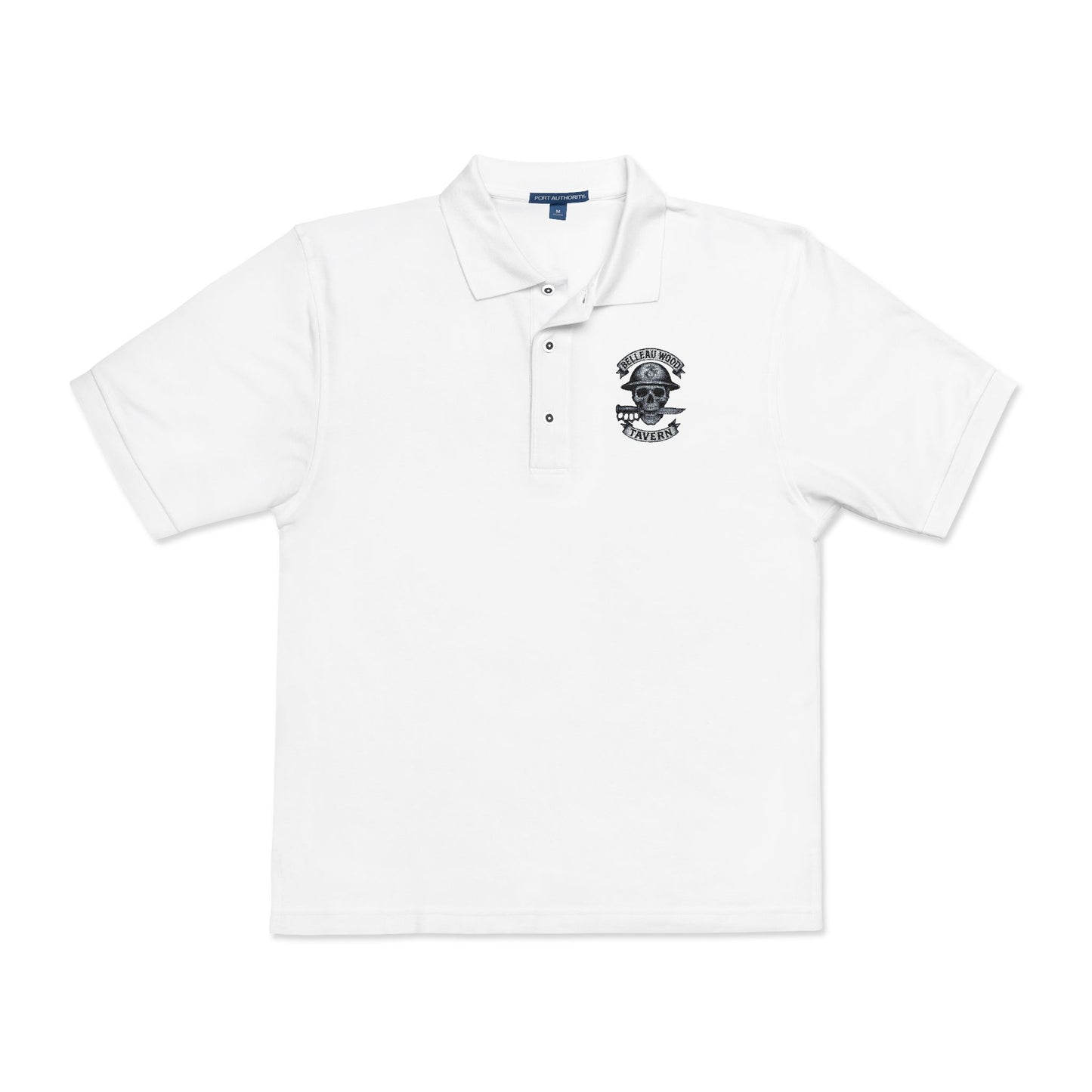 Embroidered Belleau Wood Tavern USMC Skull Helmet Unisex Polo Shirt