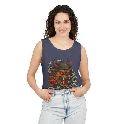 Unisex Japanese Tattoo Style Devil Dog, Cool Summer Tank Top