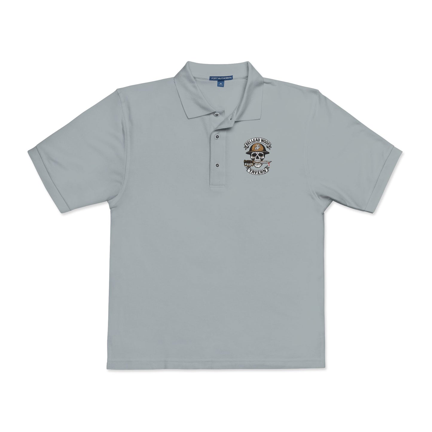 Embroidered Belleau Wood Tavern USMC Skull Helmet Unisex Polo Shirt