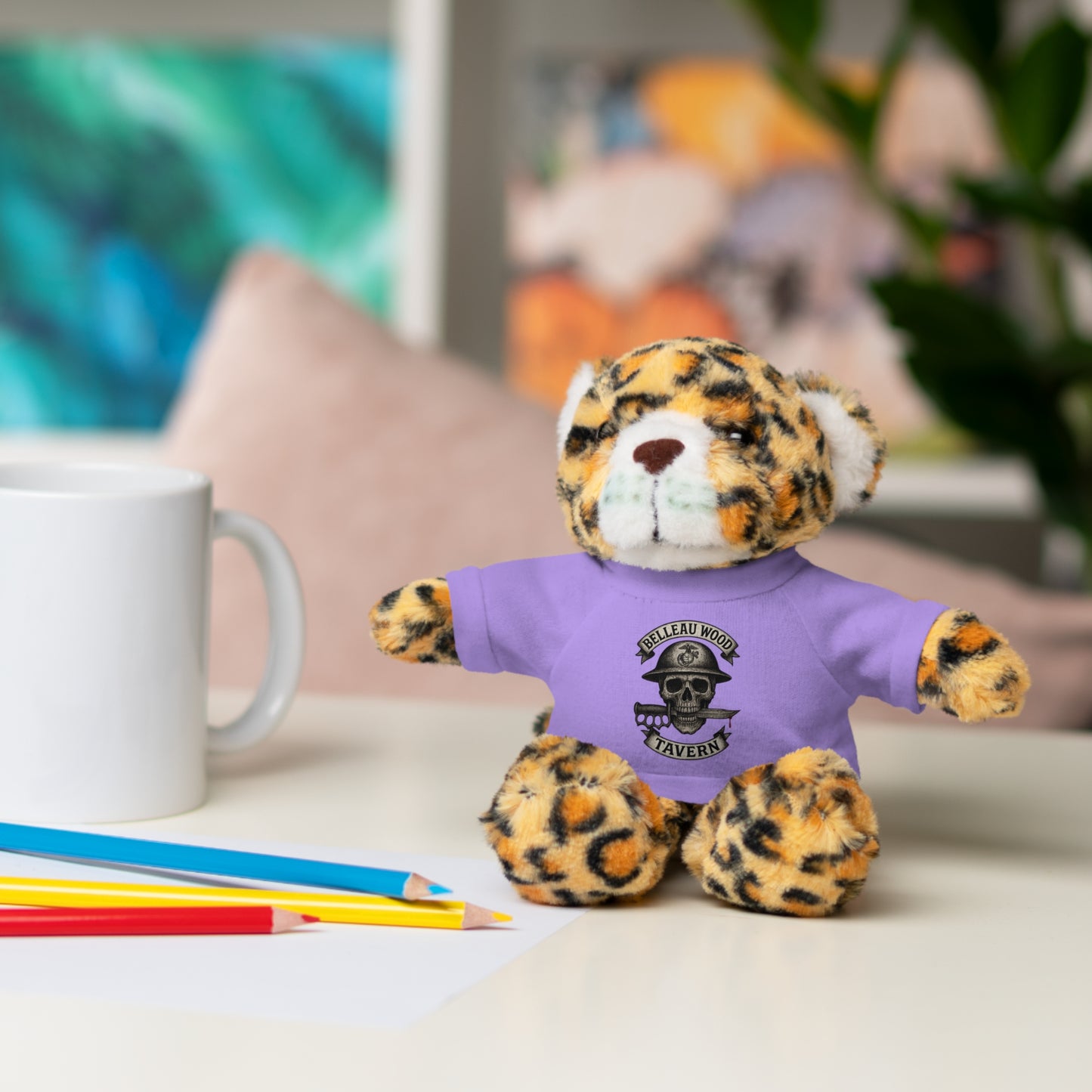 Personalized Stuffed Animal with Belleau Wood Skull T-Shirt Design