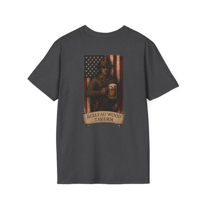 Belleau Wood Tavern Marine w/ Beer Flag T-Shirt, Unisex, Vintage Style Apparel
