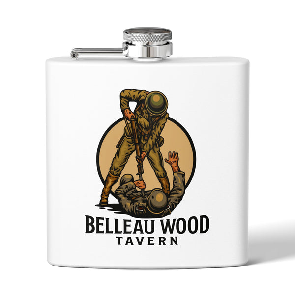Belleau Wood Tavern 6oz Stainless Flask — Military Tribute Pocket Flask