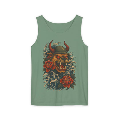 Unisex Japanese Tattoo Style Devil Dog, Cool Summer Tank Top