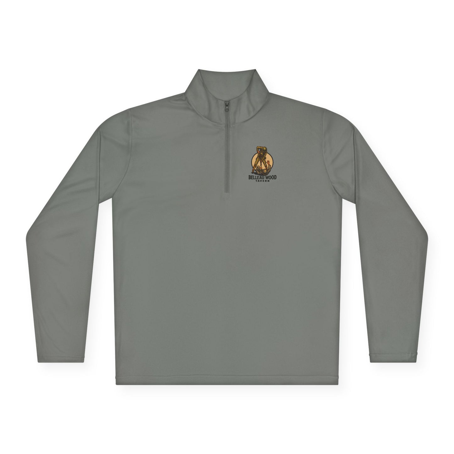 Belleau Wood Tavern Skull on Back  Military Quarter-Zip Pullover, Unisex Apparel