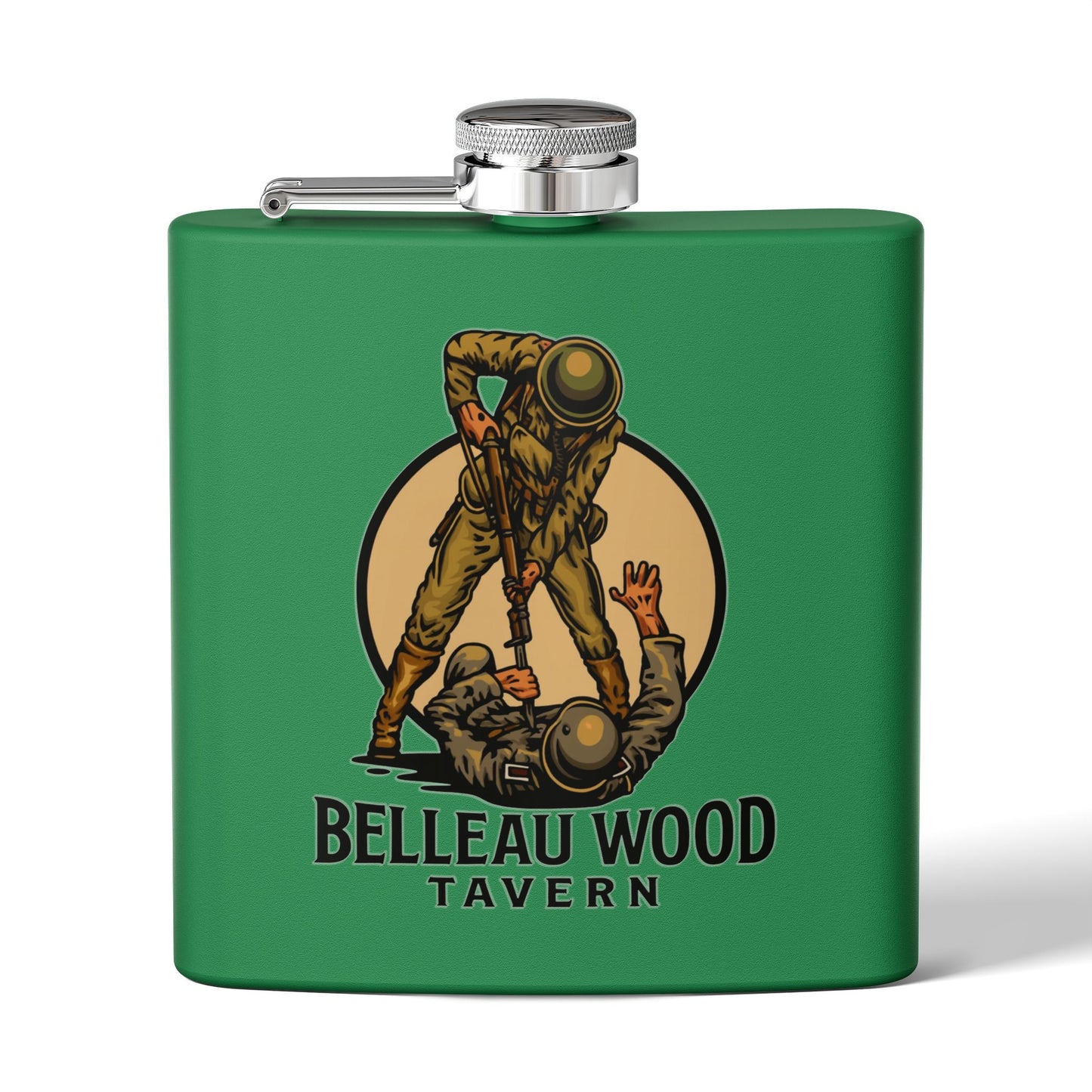 Belleau Wood Tavern 6oz Stainless Flask — Military Tribute Pocket Flask