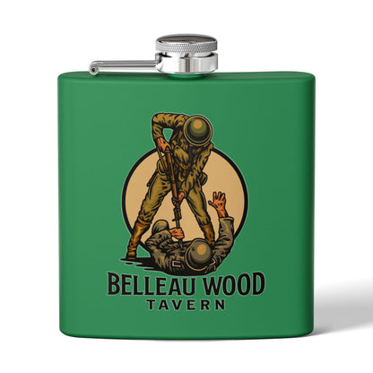 Belleau Wood Tavern 6oz Stainless Flask — Military Tribute Pocket Flask