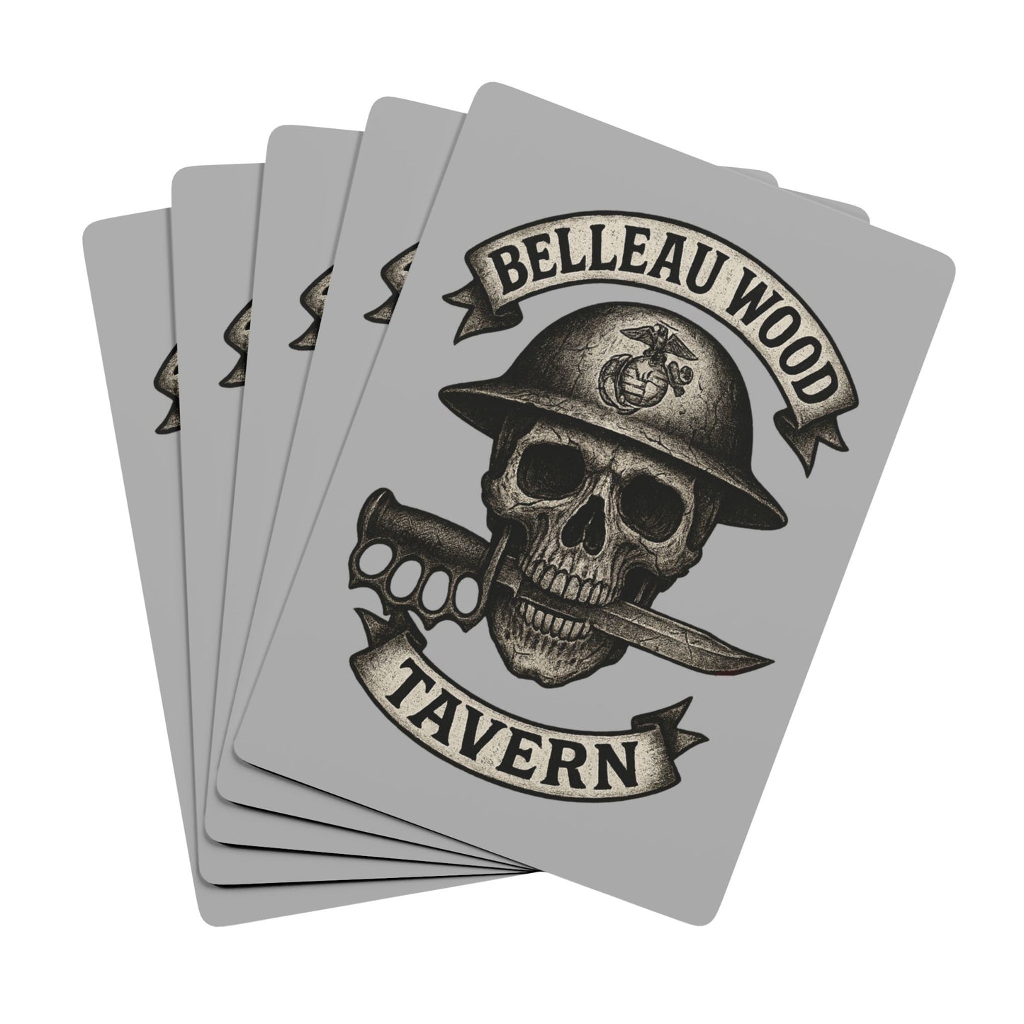 Skull- US Marine Helmet and Trench Knife Belleau Wood Tavern Playing Cards