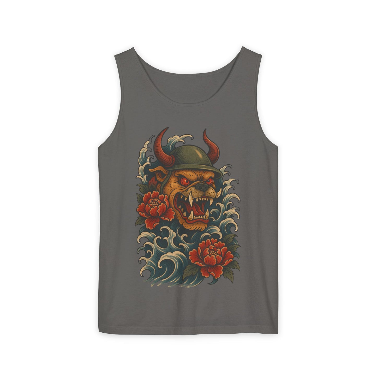 Unisex Japanese Tattoo Style Devil Dog, Cool Summer Tank Top