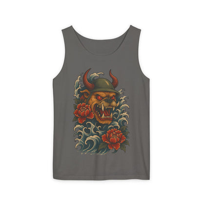 Unisex Japanese Tattoo Style Devil Dog, Cool Summer Tank Top