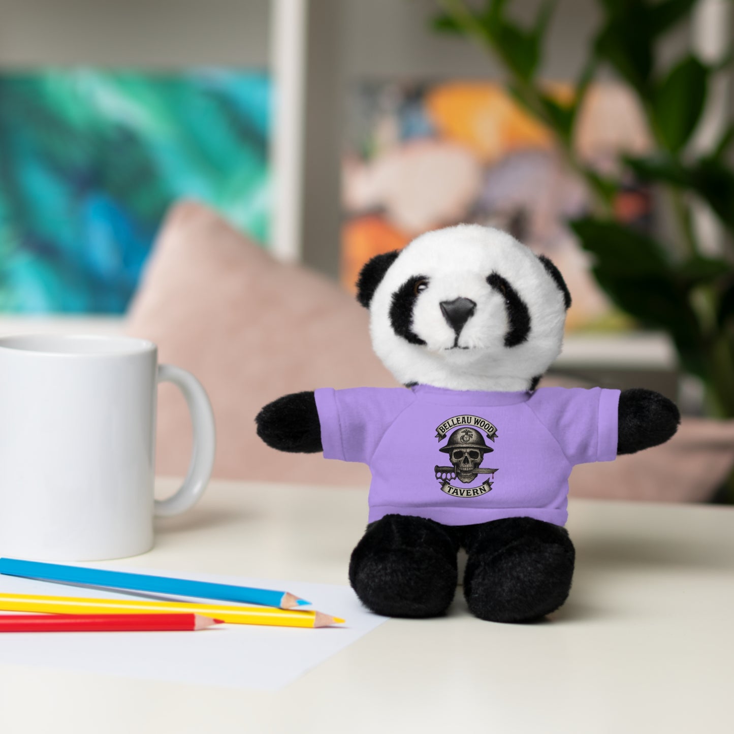 Personalized Stuffed Animal with Belleau Wood Skull T-Shirt Design