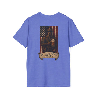 Belleau Wood Tavern Marine w/ Beer Flag T-Shirt, Unisex, Vintage Style Apparel