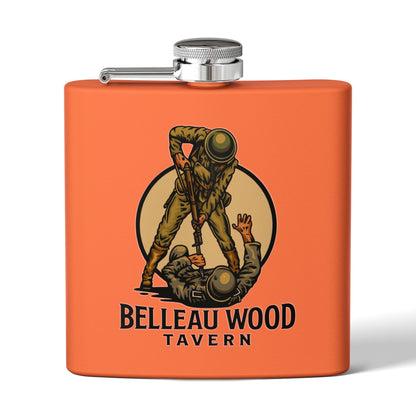 Belleau Wood Tavern 6oz Stainless Flask — Military Tribute Pocket Flask