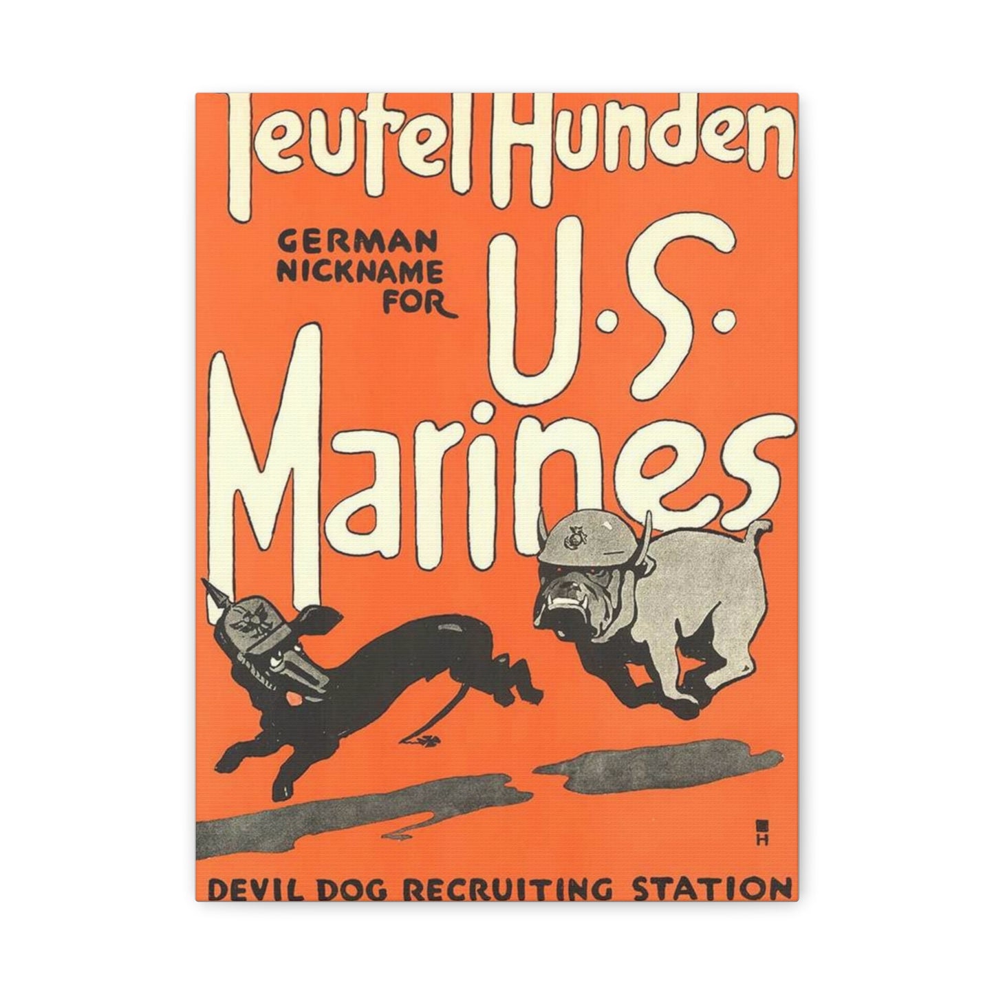 Canvas Print — Vintage “Teufel Hunden” U.S. Marines Recruiting Poster