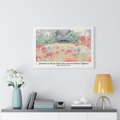 Framed Art Print — "Symphony of Valor: Devil Dogs and the Poppies' Embrace"