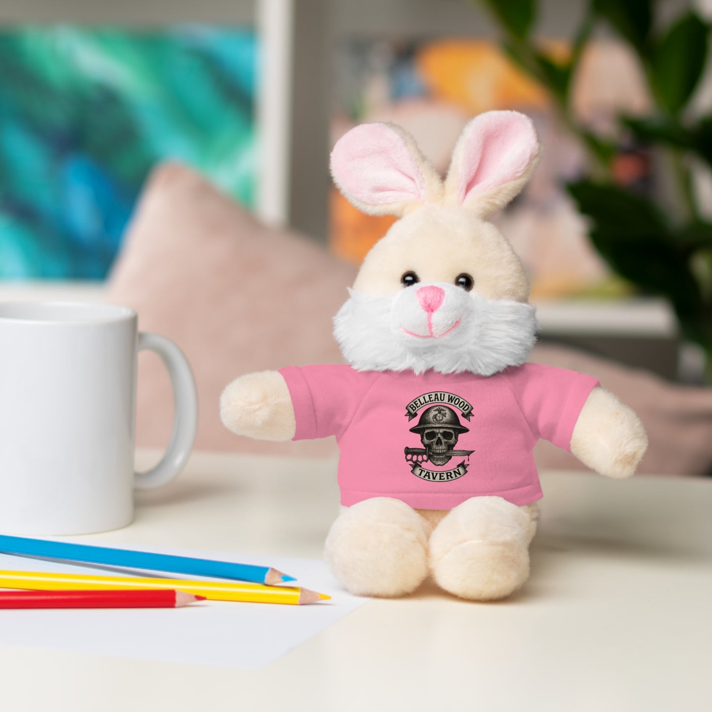 Personalized Stuffed Animal with Belleau Wood Skull T-Shirt Design