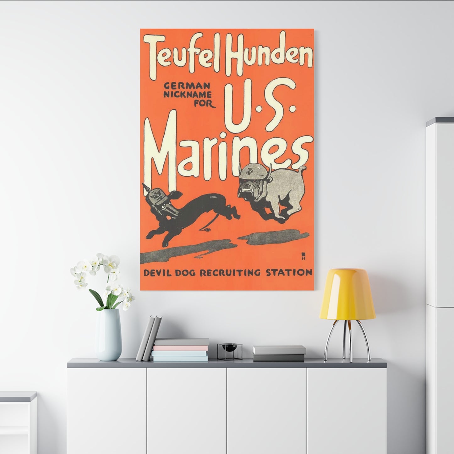 Canvas Print — Vintage “Teufel Hunden” U.S. Marines Recruiting Poster