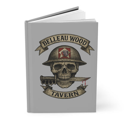 Belleau Wood Tavern Hardcover Journal — Military Skull Emblem Notebook with Poppies (Matte)
