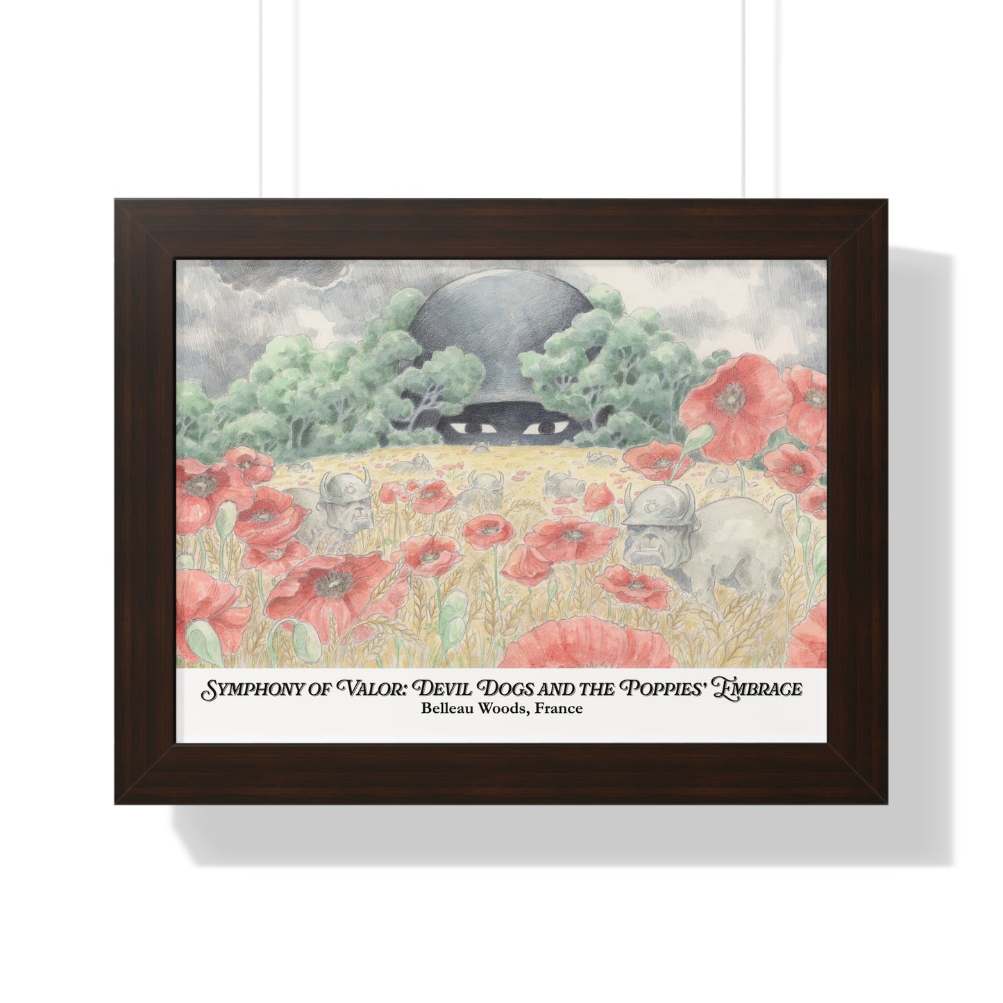 Framed Art Print — "Symphony of Valor: Devil Dogs and the Poppies' Embrace"