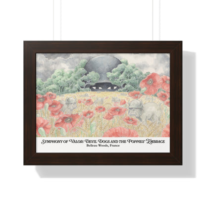 Framed Art Print — "Symphony of Valor: Devil Dogs and the Poppies' Embrace"