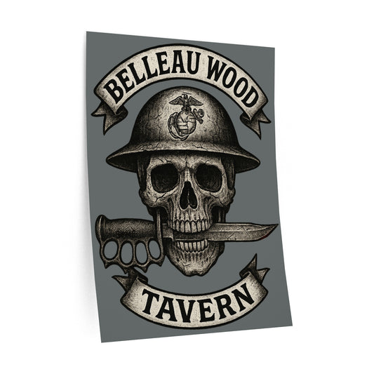 Belleau Wood Tavern Skull  Wall Decal, Man Cave Art, US Marines, USMC