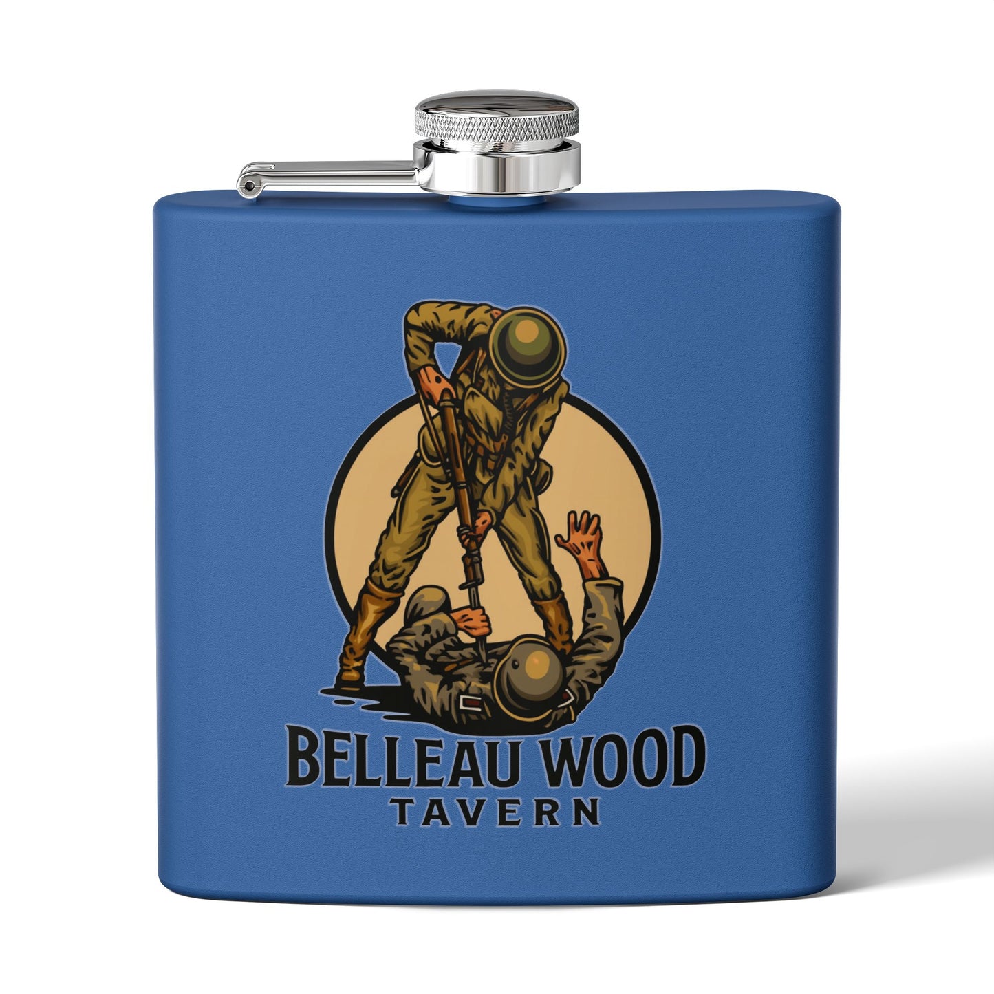 Belleau Wood Tavern 6oz Stainless Flask — Military Tribute Pocket Flask