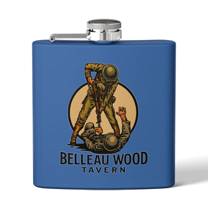Belleau Wood Tavern 6oz Stainless Flask — Military Tribute Pocket Flask