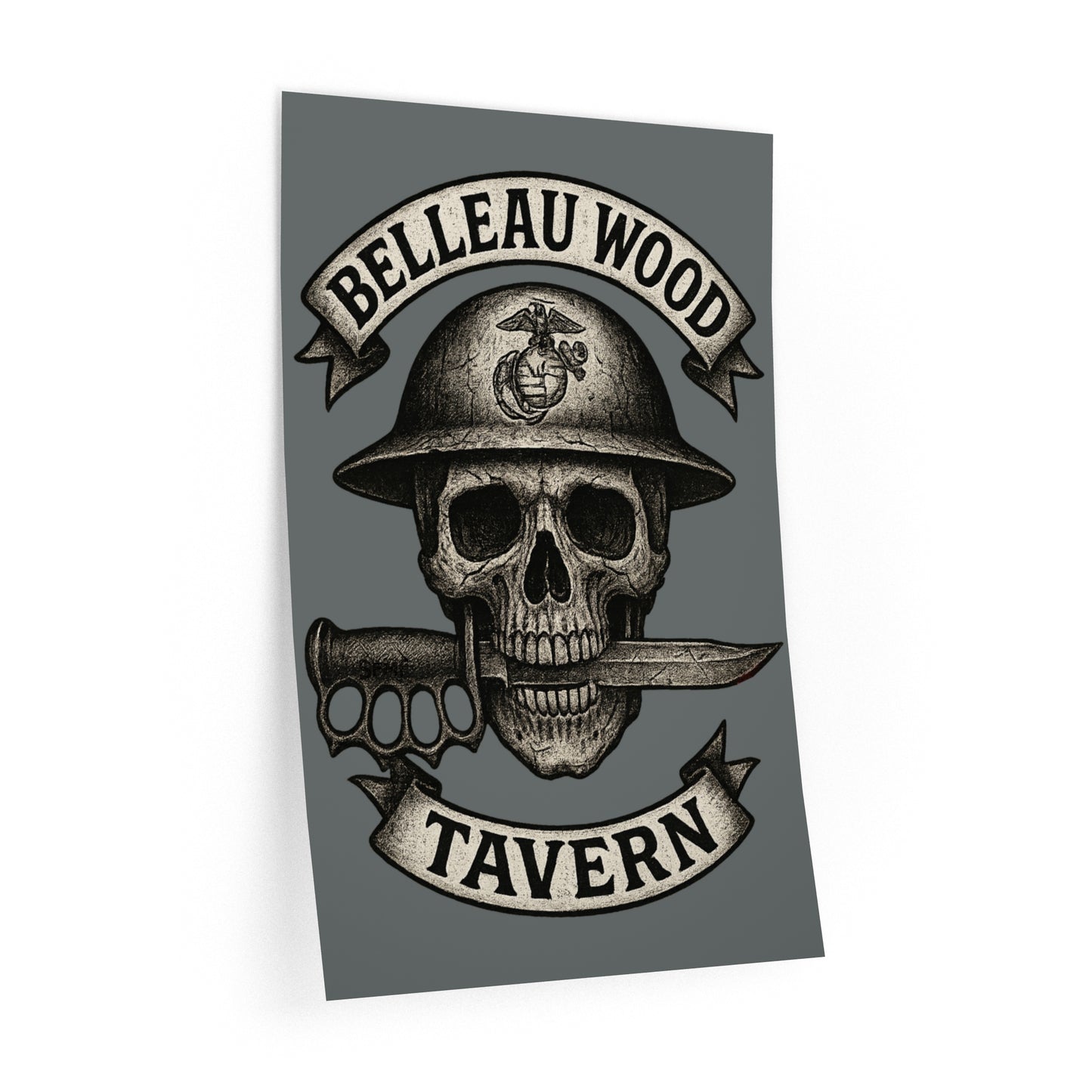 Belleau Wood Tavern Skull  Wall Decal, Man Cave Art, US Marines, USMC