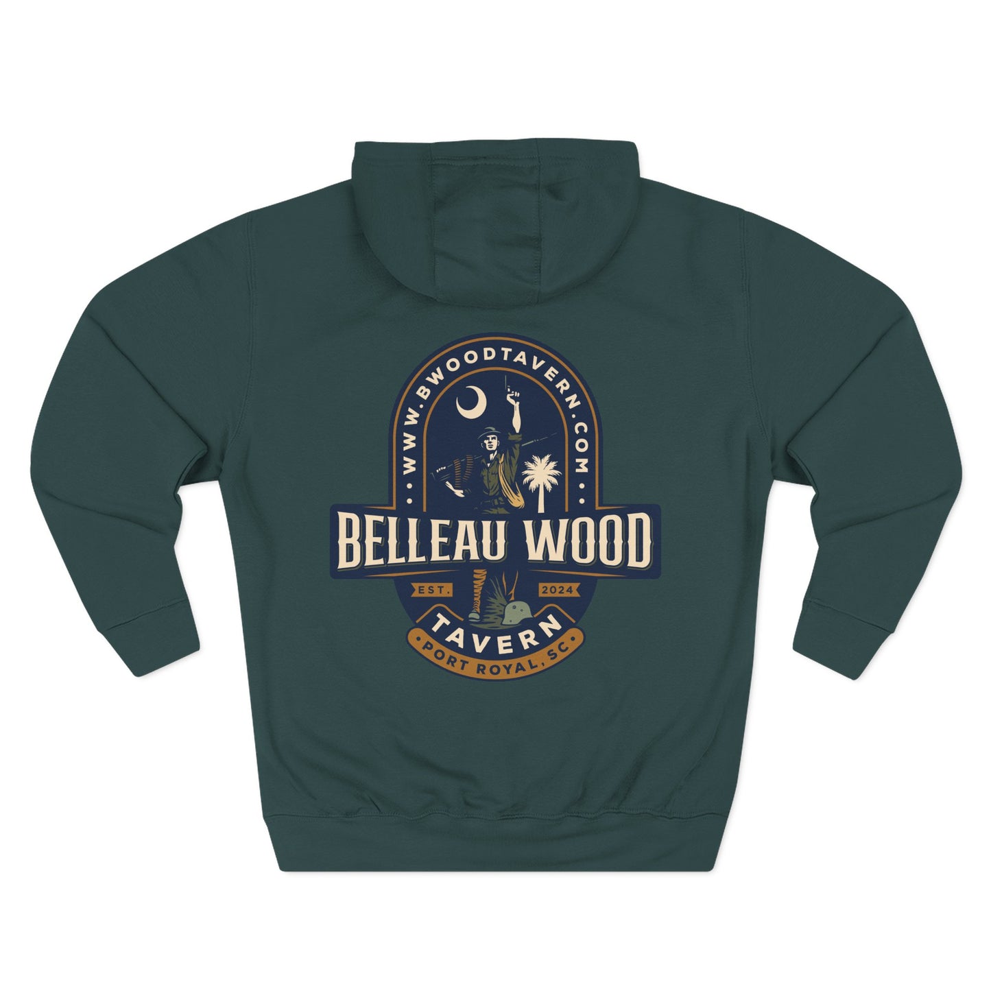 Three-Panel Fleece Hoodie- BELLEAU WOOD Est. 1918