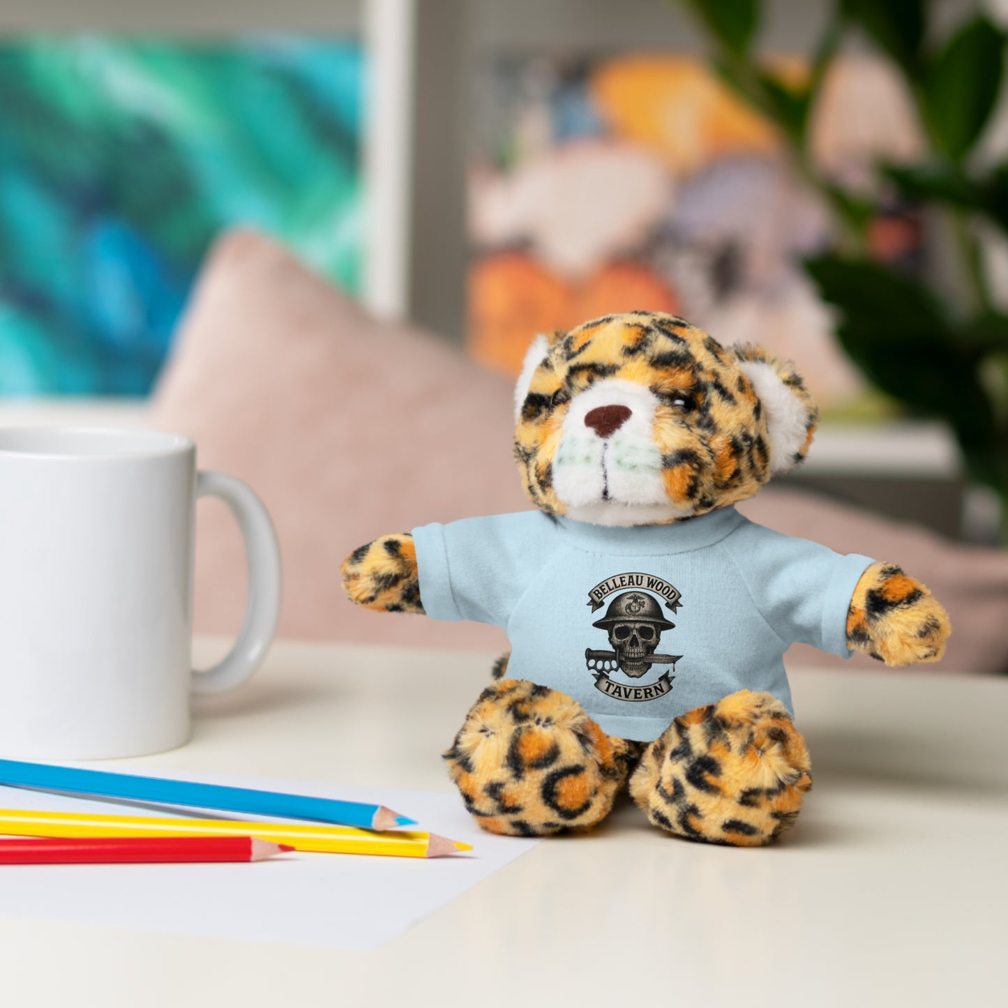 Personalized Stuffed Animal with Belleau Wood Skull T-Shirt Design