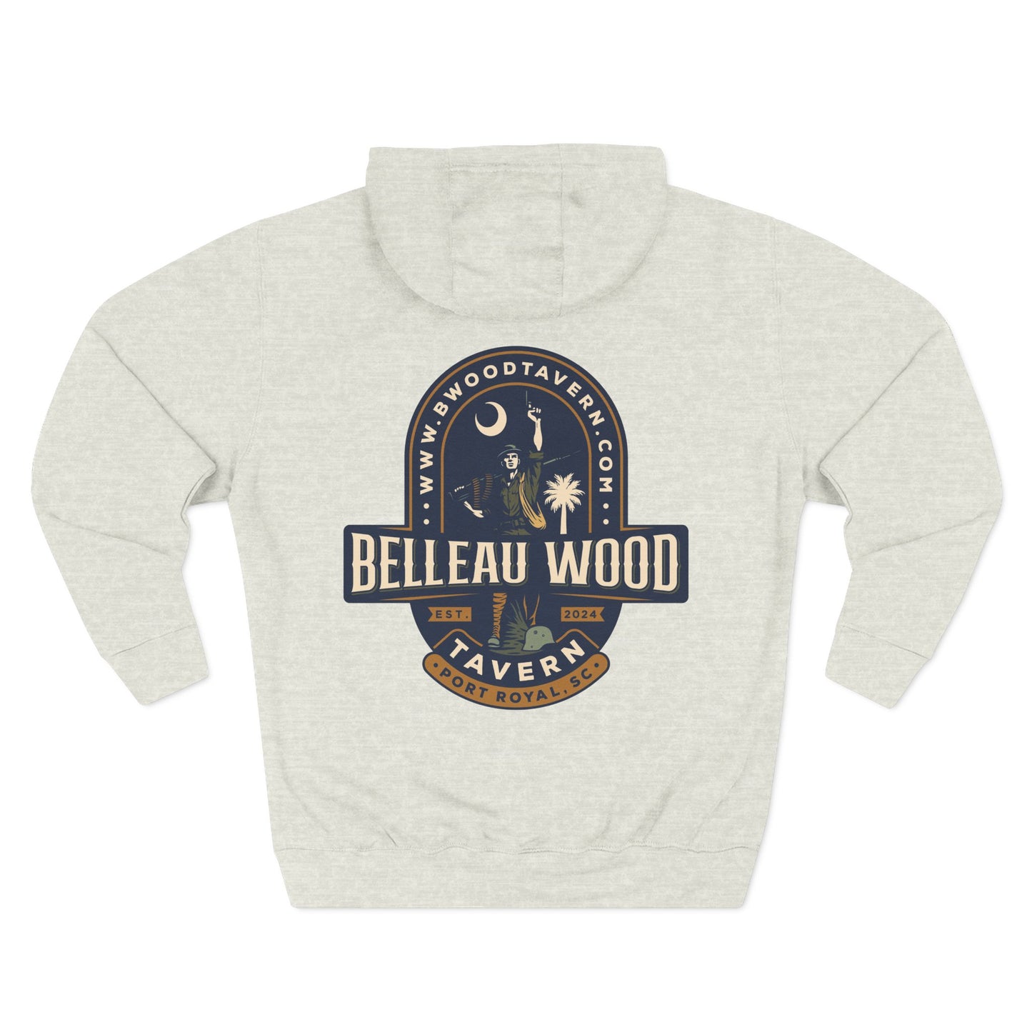 Three-Panel Fleece Hoodie- BELLEAU WOOD Est. 1918