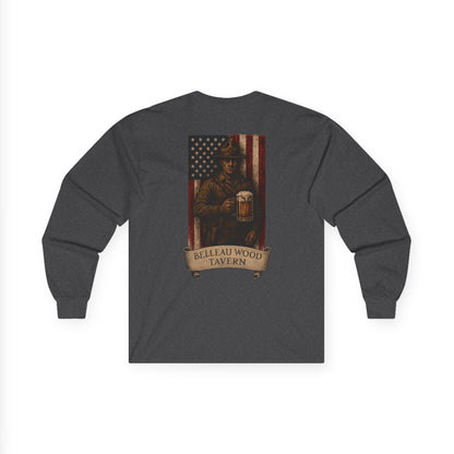 Beer Flag (Back) -Belleau Wood Tavern Long Sleeve Tee - Unisex Ultra Cotton Shirt