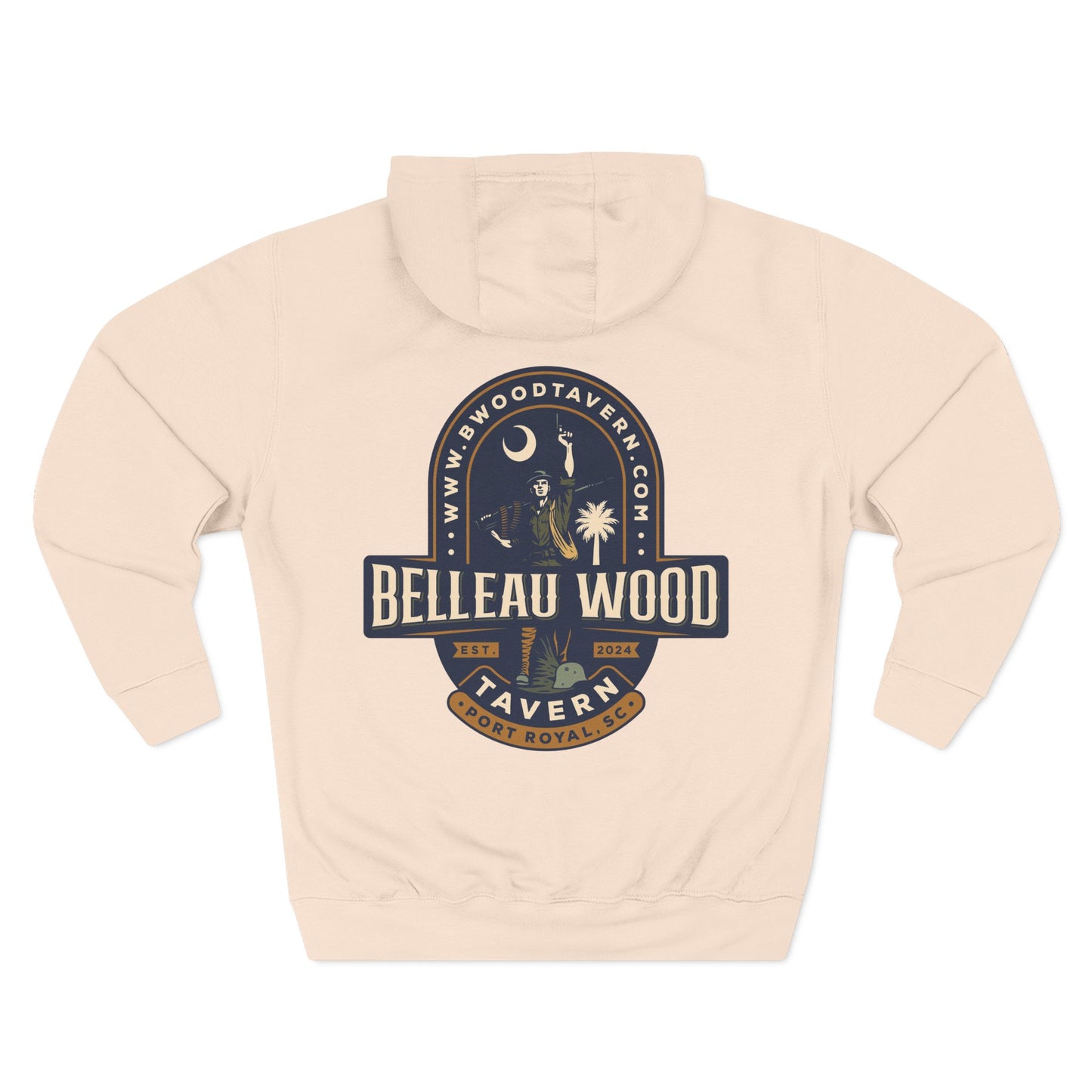 Three-Panel Fleece Hoodie- BELLEAU WOOD Est. 1918