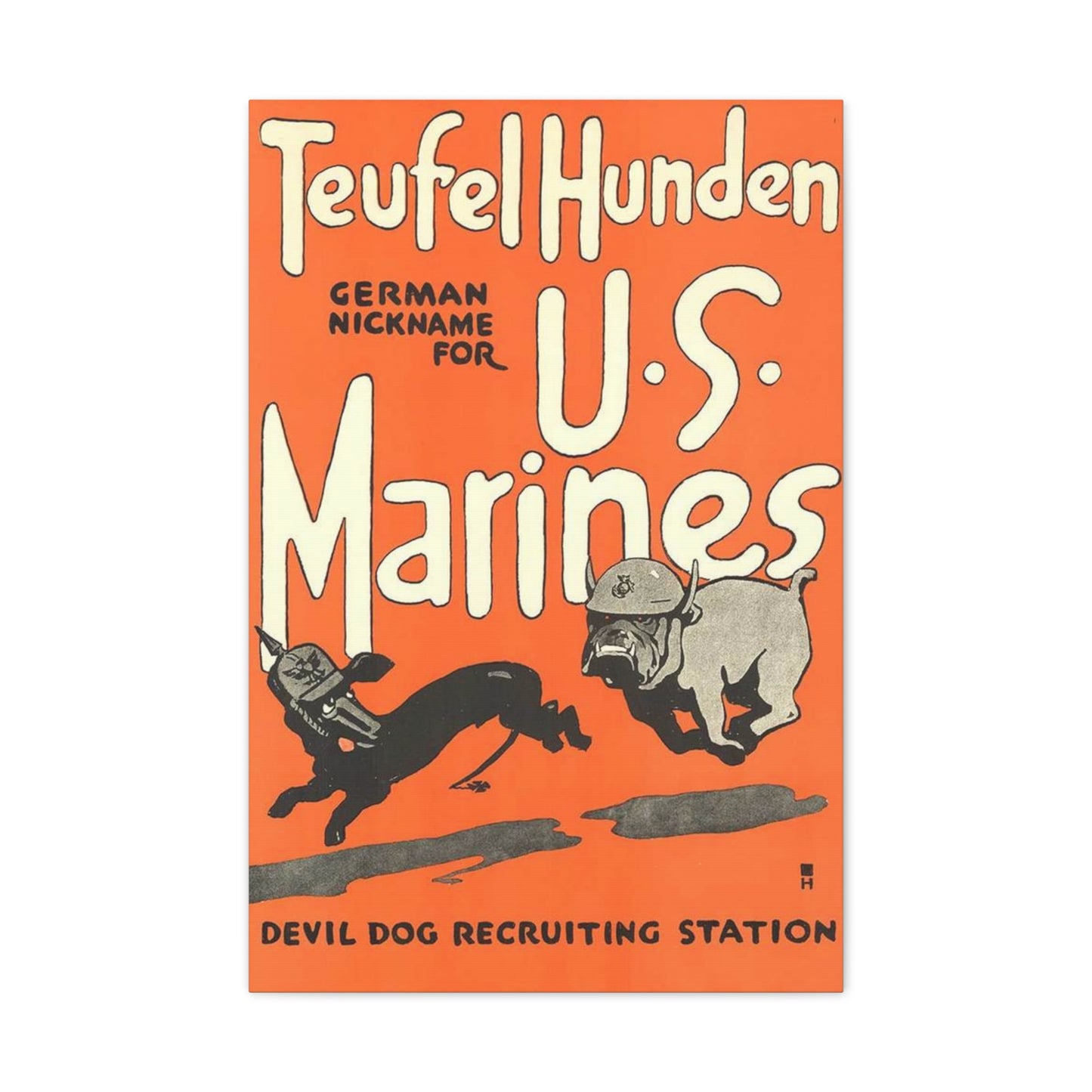 Canvas Print — Vintage “Teufel Hunden” U.S. Marines Recruiting Poster