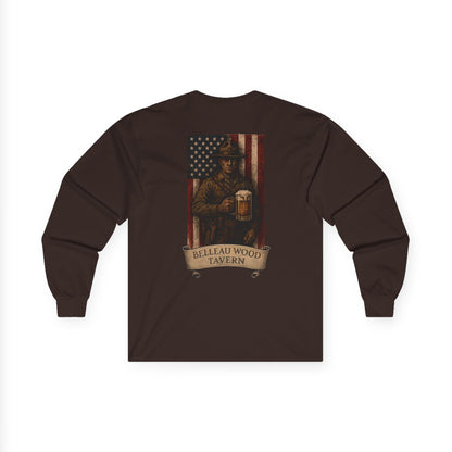 Beer Flag (Back) -Belleau Wood Tavern Long Sleeve Tee - Unisex Ultra Cotton Shirt