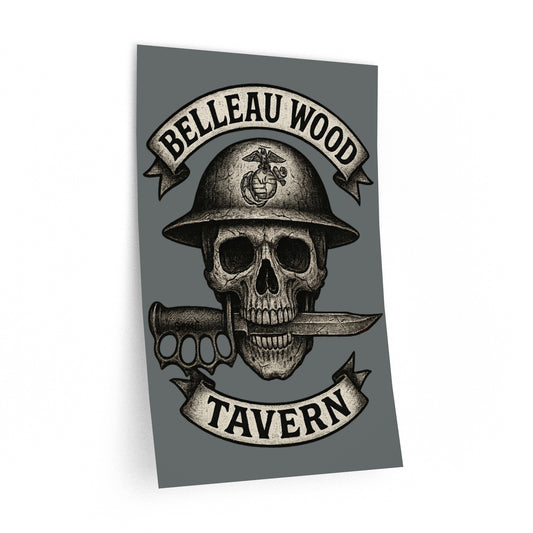 Belleau Wood Tavern Skull  Wall Decal, Man Cave Art, US Marines, USMC