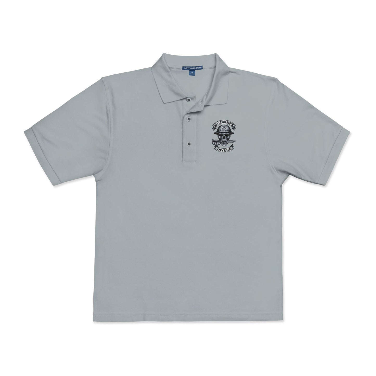 Embroidered Belleau Wood Tavern USMC Skull Helmet Unisex Polo Shirt