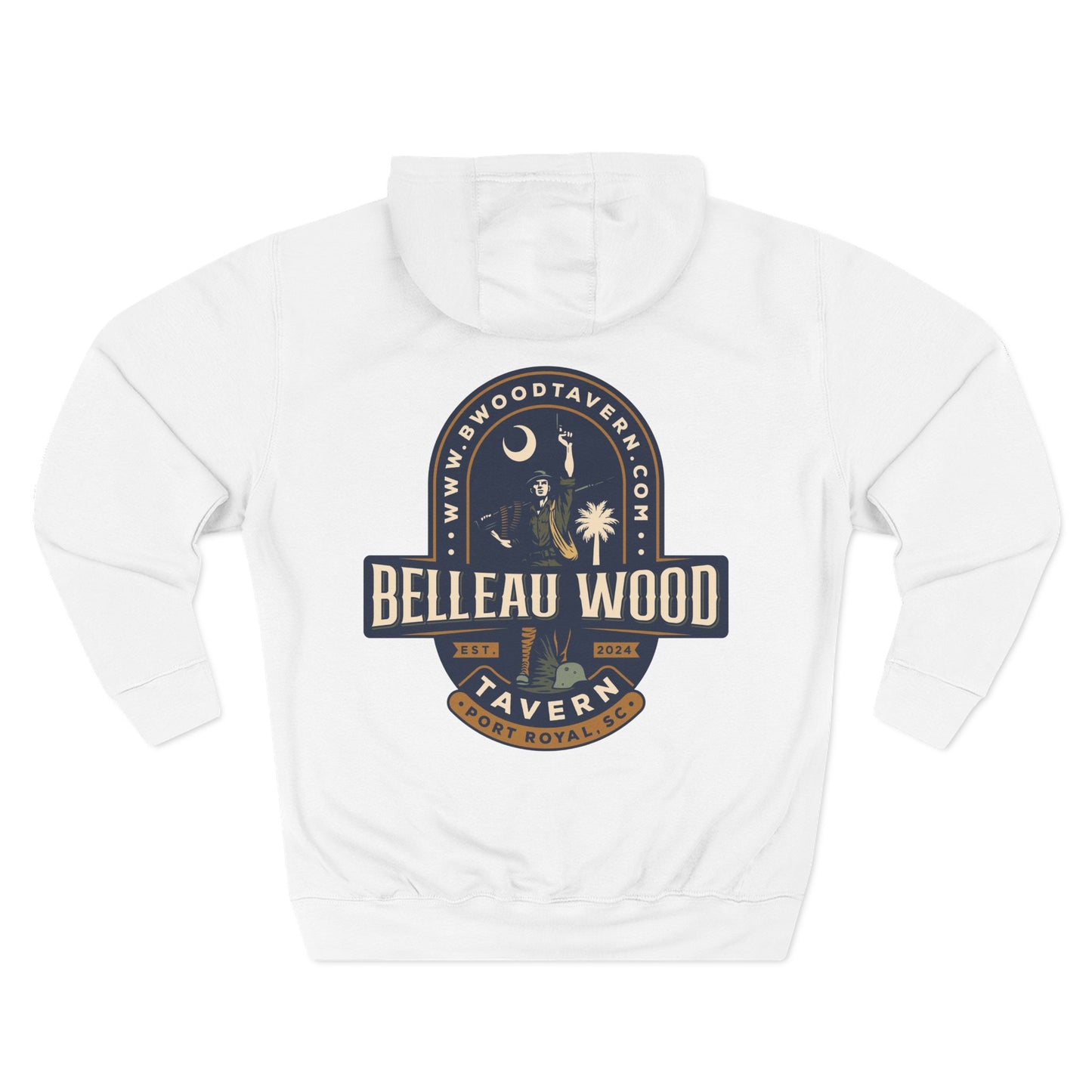 Three-Panel Fleece Hoodie- BELLEAU WOOD Est. 1918