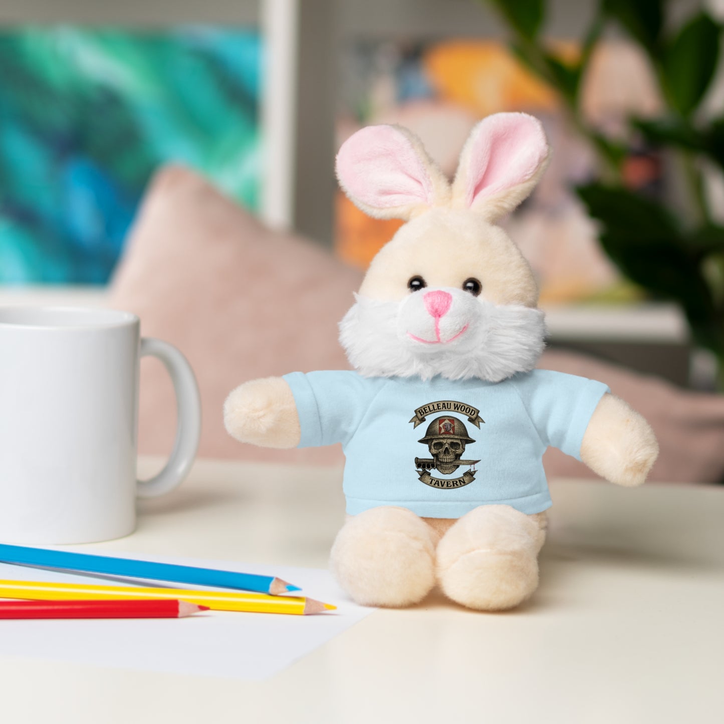 Personalized Stuffed Animal with Belleau Wood Skull T-Shirt Design