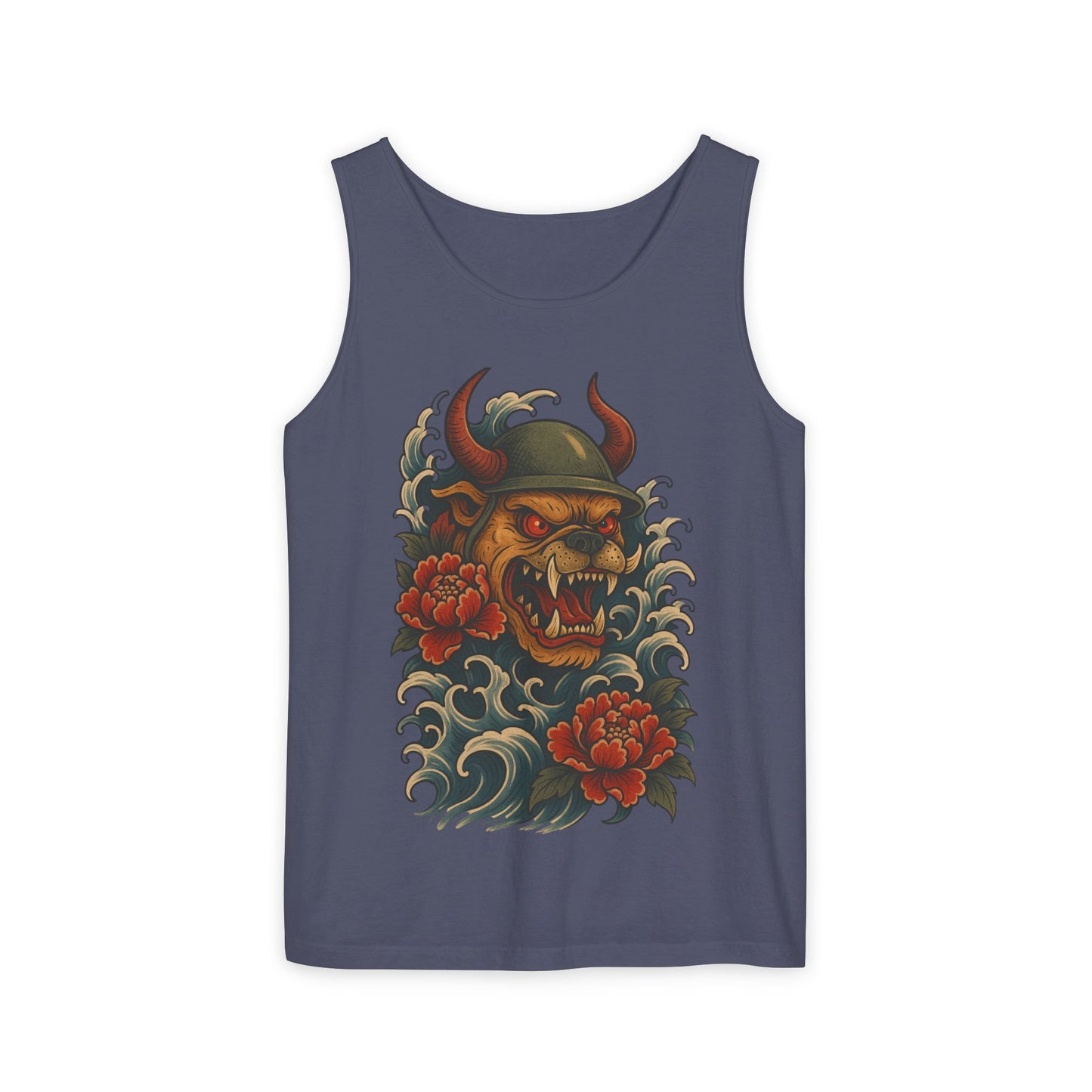 Unisex Japanese Tattoo Style Devil Dog, Cool Summer Tank Top