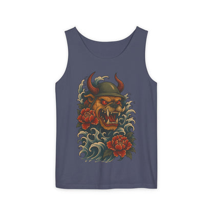 Unisex Japanese Tattoo Style Devil Dog, Cool Summer Tank Top