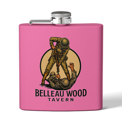 Belleau Wood Tavern 6oz Stainless Flask — Military Tribute Pocket Flask