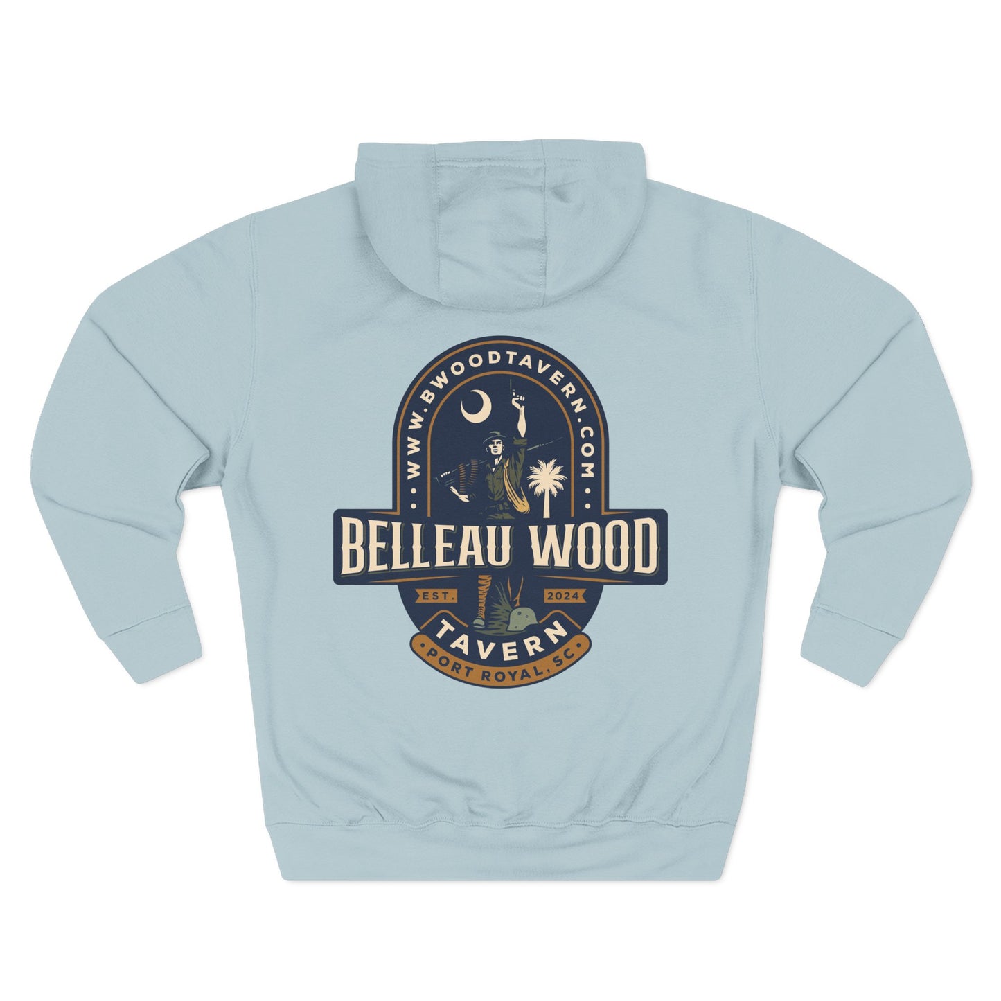 Three-Panel Fleece Hoodie- BELLEAU WOOD Est. 1918