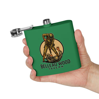 Belleau Wood Tavern 6oz Stainless Flask — Military Tribute Pocket Flask
