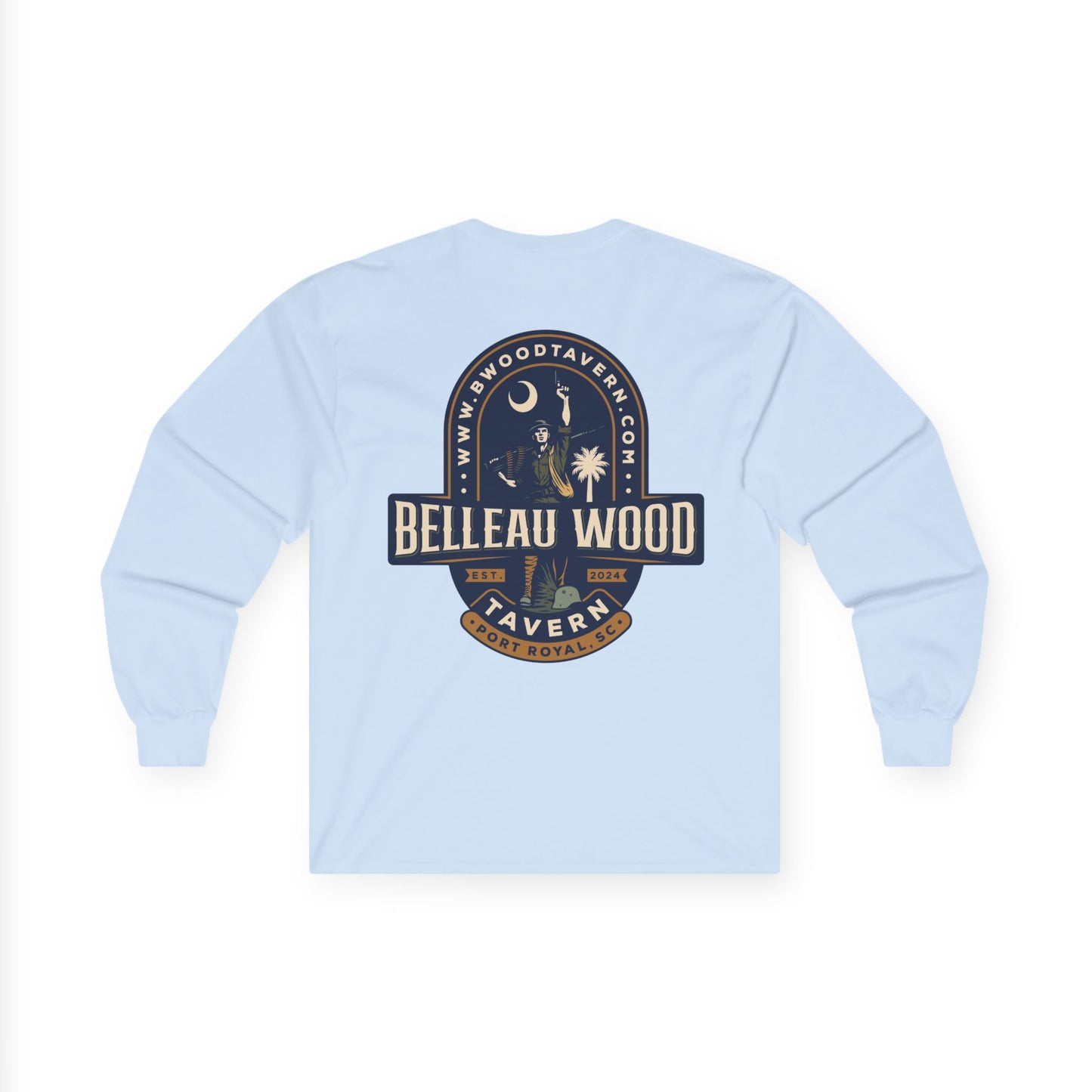 Iron Mike (Back) -Belleau Wood Tavern Long Sleeve Tee - Unisex Ultra Cotton Shirt