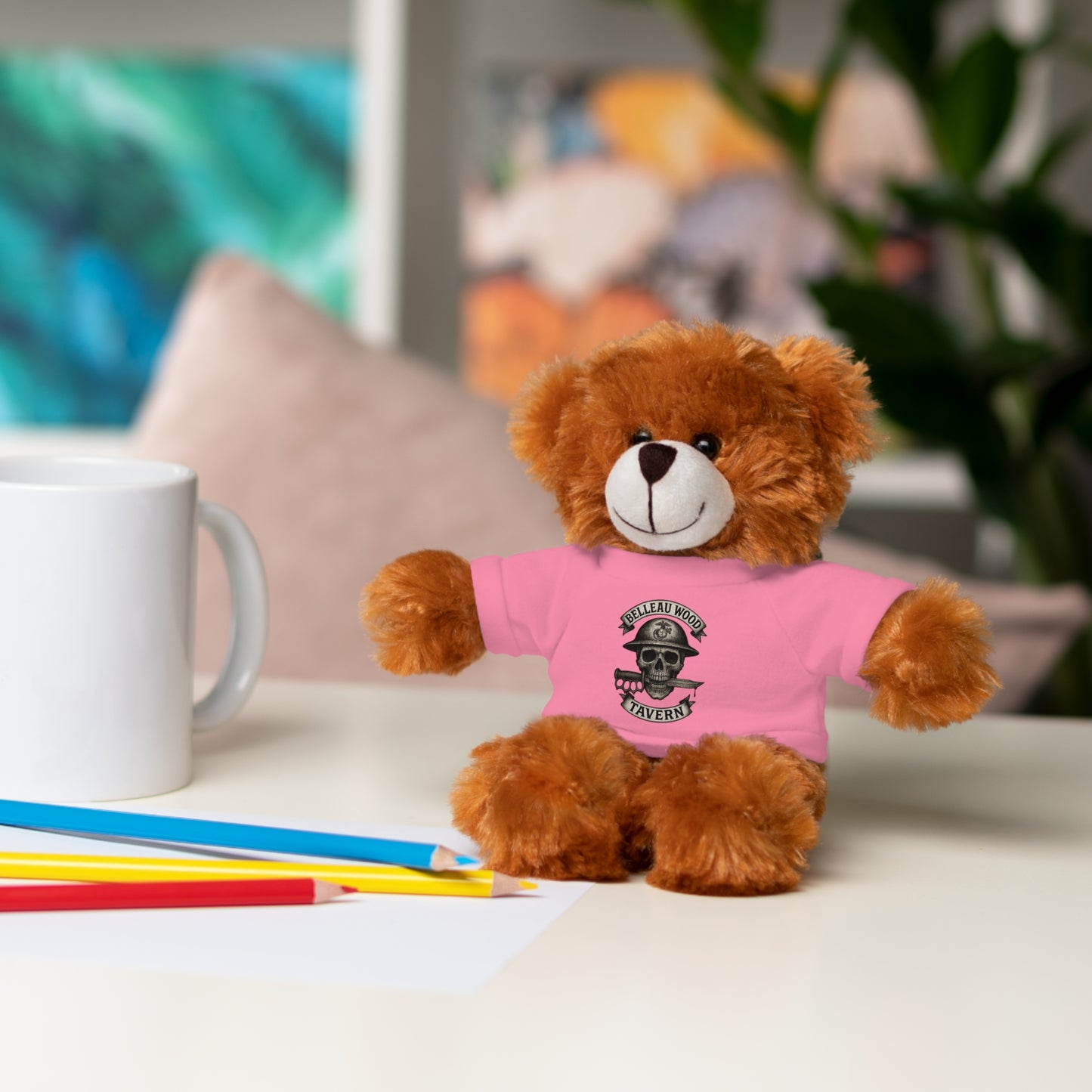 Personalized Stuffed Animal with Belleau Wood Skull T-Shirt Design