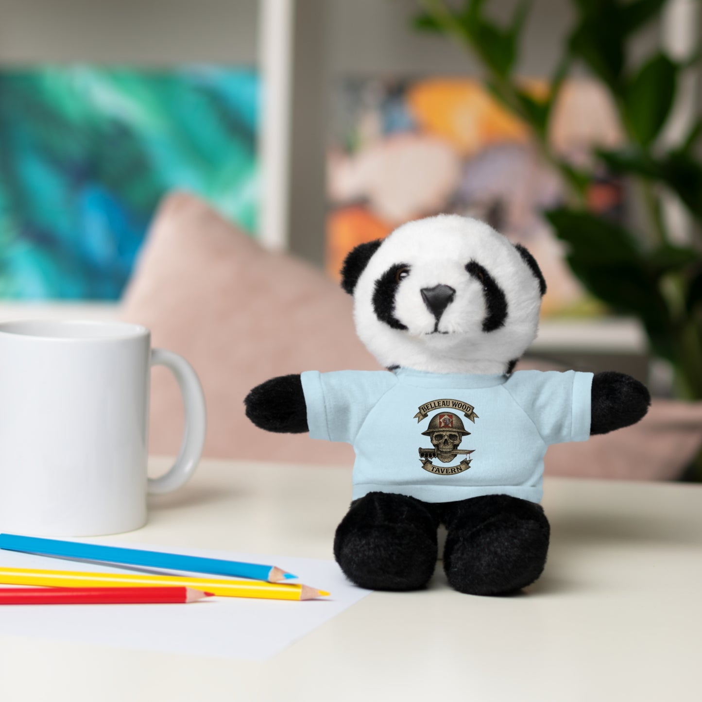 Personalized Stuffed Animal with Belleau Wood Skull T-Shirt Design